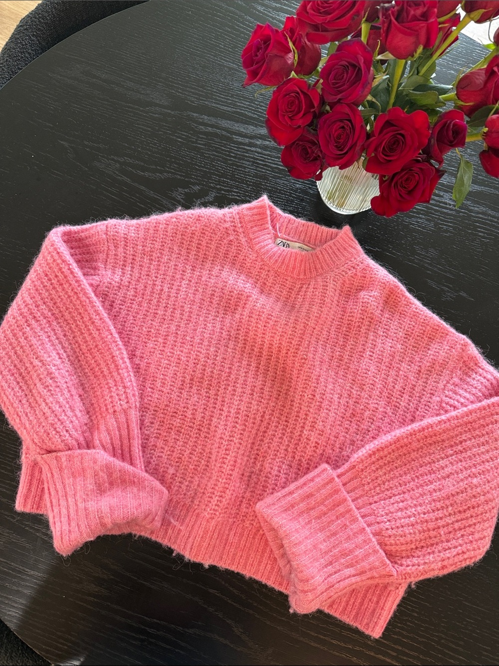 Zara Bubblegum Pink Ribbed Crewneck Sweater - Picture 3 of 4